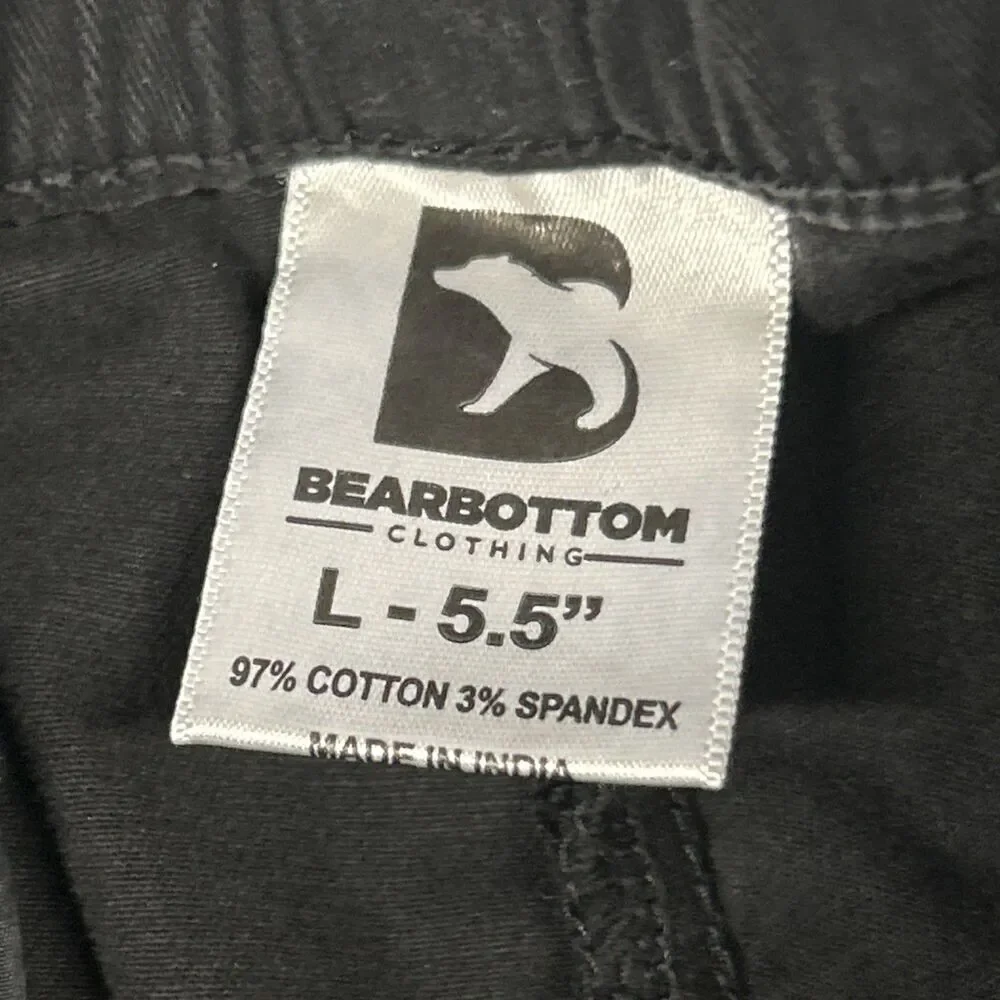 Bear Bottom Shorts Mens Large Black 5.5” Inseam Stretch Pockets Chino